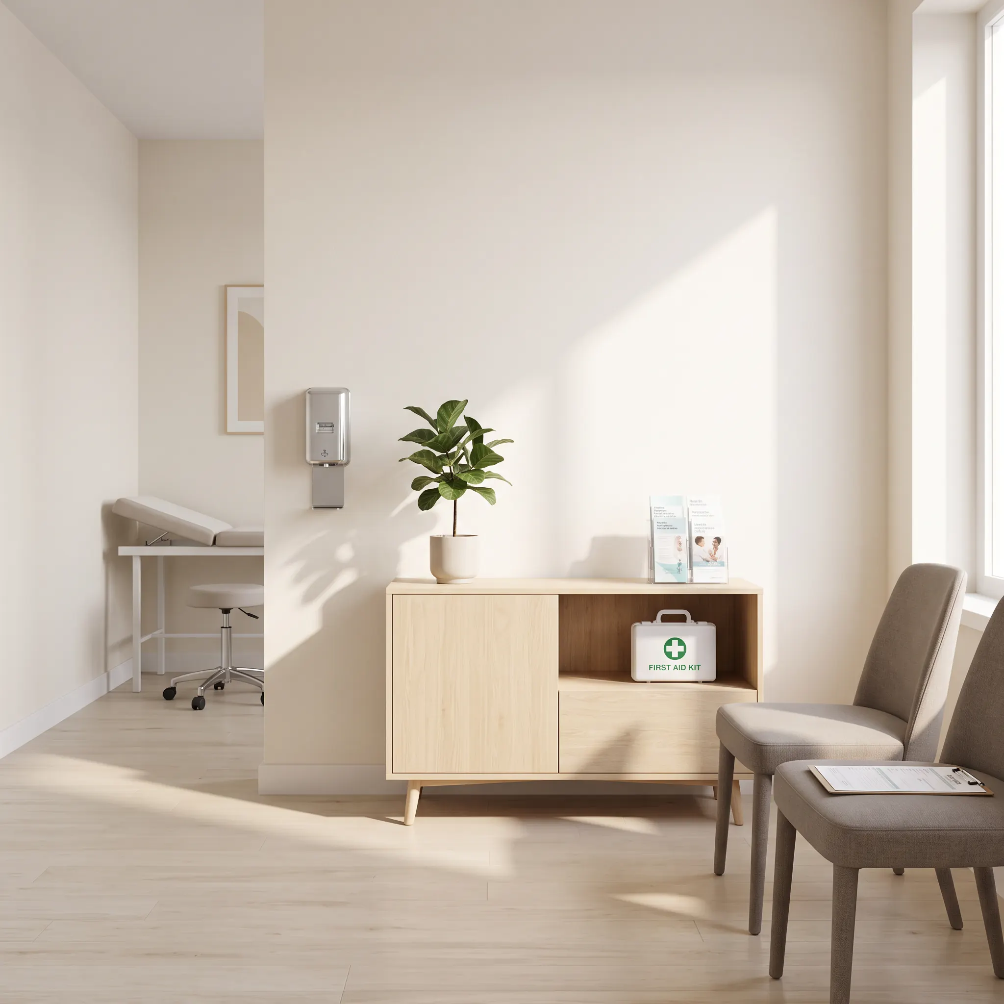A bright and calm clinic waiting area
